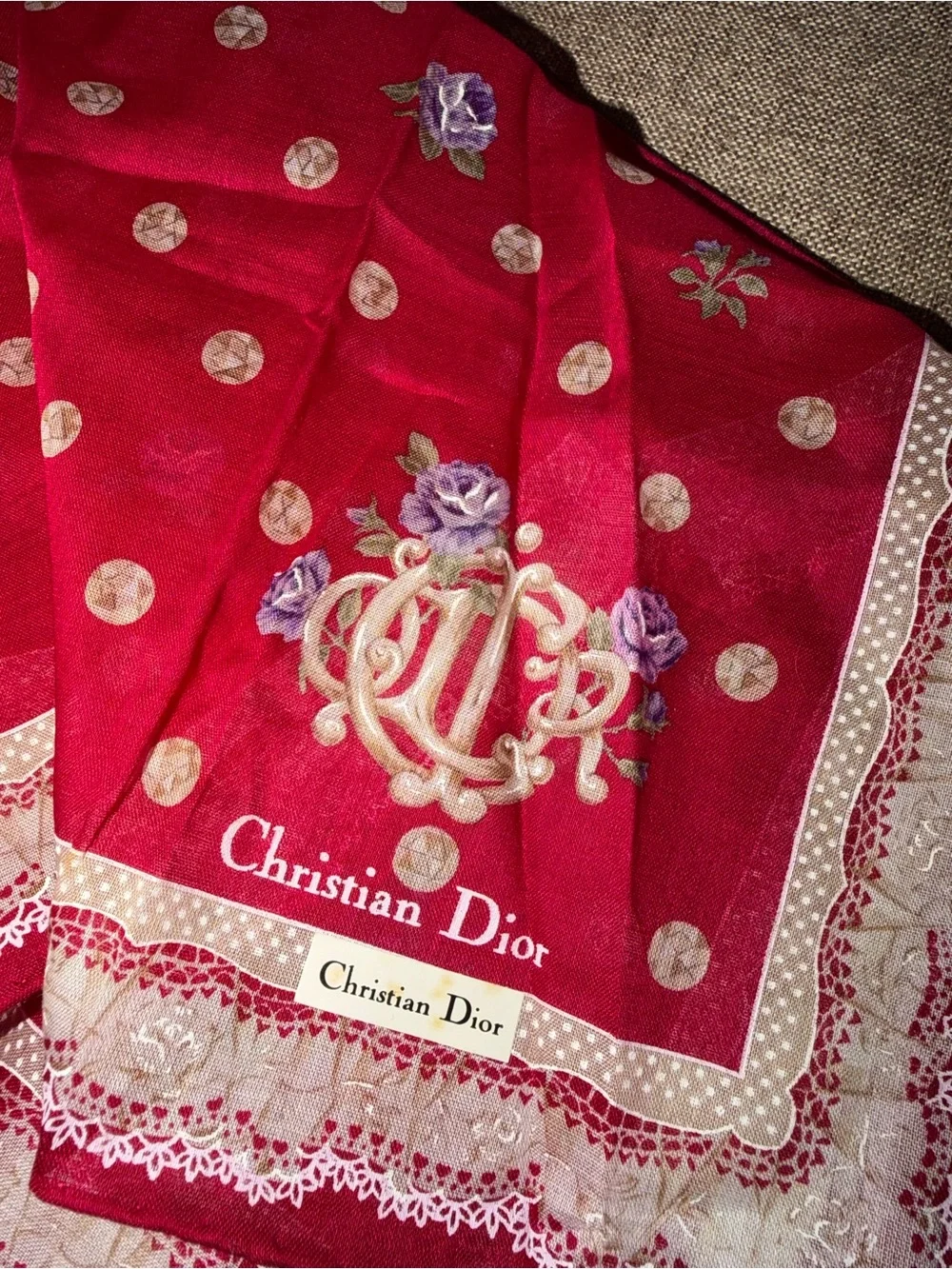 Dior Floral Cotton Scarf Vintage